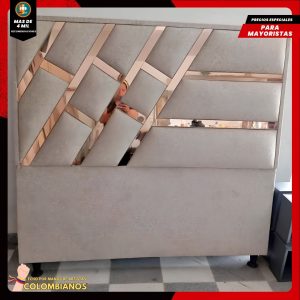 Base Cama Doble 140x190 con Espaldar en Diseño Espejo – Lujo, Elegancia y Máxima Resistencia