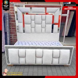 Base Cama Doble 140×190 con Espaldar y Piecero Diseño Espejo