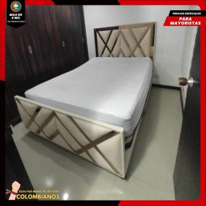 Base Cama Doble 140×190 con Espaldar y Piecero Diseño Espejo