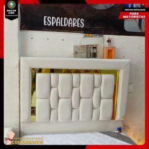 Base Cama Doble 140x190 con Espaldar en Diseño Espejo – Lujo, Elegancia y Máxima Resistencia