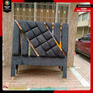 Base Cama Doble 140x190 con Espaldar en Diseño Espejo – Lujo, Elegancia y Máxima Resistencia