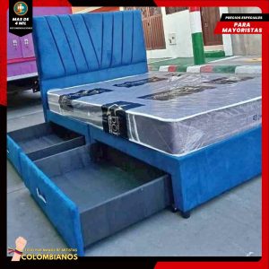 Base Cama Doble 140×190 con 2 Cajones y Espaldar Básico