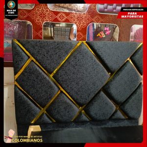Base Cama Doble 140x190 con Espaldar en Diseño Espejo – Lujo, Elegancia y Máxima Resistencia