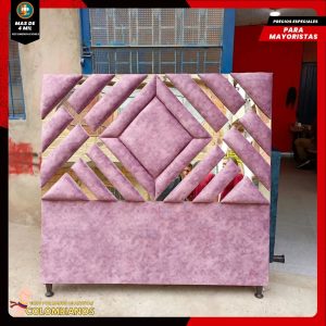 Base Cama Doble 140x190 con Espaldar en Diseño Espejo – Lujo, Elegancia y Máxima Resistencia