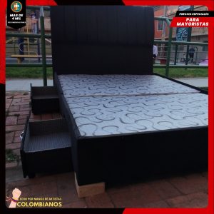 Base Cama Doble 140×190 con 2 Cajones y Espaldar Básico