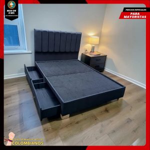 Base Cama Doble 140×190 con 2 Cajones y Espaldar Básico