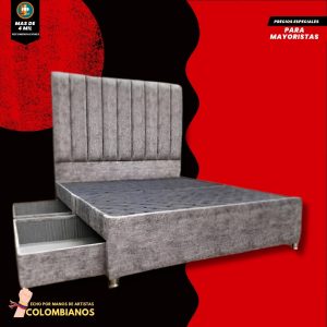 Base Cama Doble 140×190 con 2 Cajones y Espaldar Básico