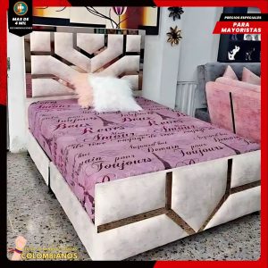 Base Cama Doble 140×190 con Espaldar y Piecero Diseño Espejo