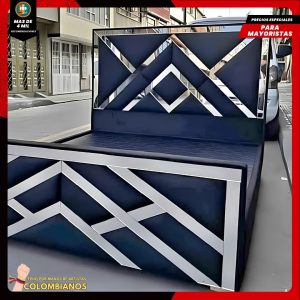 Base Cama Doble 140×190 con Espaldar y Piecero Diseño Espejo