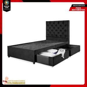 Base Cama Doble 140x190 con 2 Cajones y Espaldar Básico