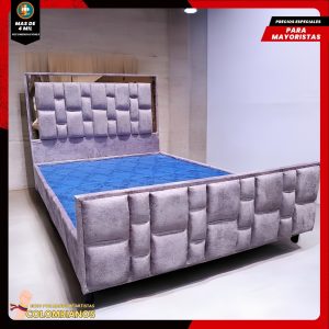 Base Cama Doble 140×190 con Espaldar y Piecero Diseño Espejo