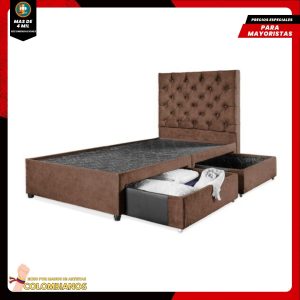 Base Cama Doble 140x190 con 2 Cajones y Espaldar Básico