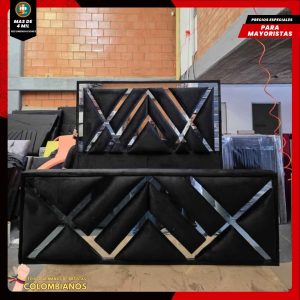 Base Cama Doble 140×190 con Espaldar y Piecero Diseño Espejo