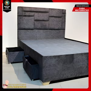 Base Cama Doble 140x190 con 2 Cajones y Espaldar Básico