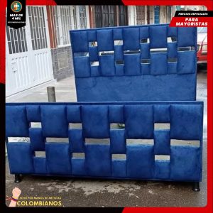 Base Cama Doble 140×190 con Espaldar y Piecero Diseño Espejo