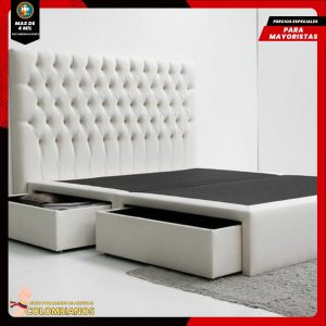Base Cama Doble 140x190 con 2 Cajones y Espaldar Básico