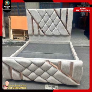 Base Cama Doble 140×190 con Espaldar y Piecero Diseño Espejo