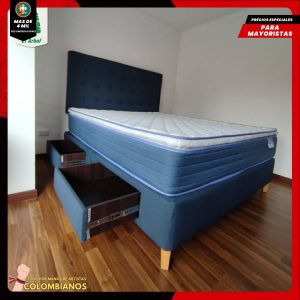 Base Cama Doble 140x190 con 2 Cajones y Espaldar Básico