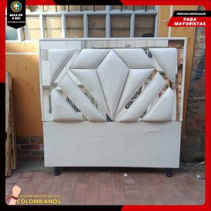 Base Cama Doble 140x190 con Espaldar en Diseño Espejo – Lujo, Elegancia y Máxima Resistencia
