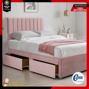Base Cama Doble 140x190 con 2 Cajones y Espaldar Básico