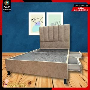 Base Cama Doble 140x190 con 2 Cajones y Espaldar Básico