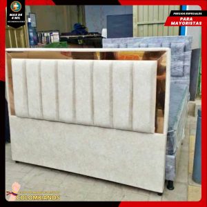 Base Cama Doble 140x190 con Espaldar en Diseño Espejo – Lujo, Elegancia y Máxima Resistencia