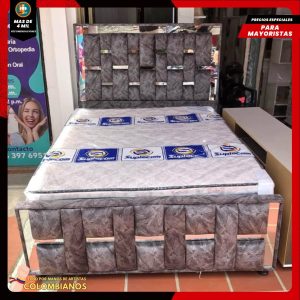 Base Cama Doble 140×190 con Espaldar y Piecero Diseño Espejo