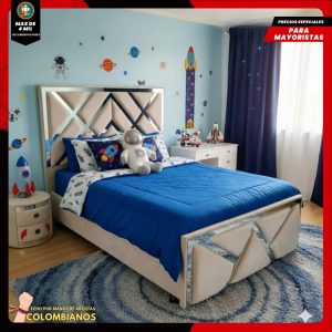Base Cama Doble 140×190 con Espaldar y Piecero Diseño Espejo