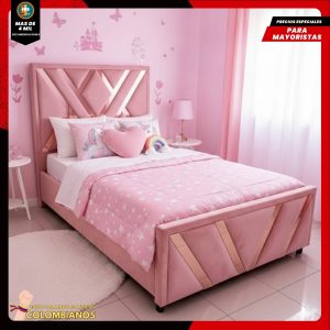 Base Cama Doble 140×190 con Espaldar y Piecero Diseño Espejo
