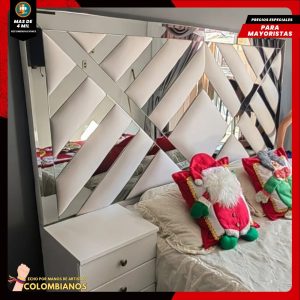 Base Cama Doble 140x190 con Espaldar en Diseño Espejo – Lujo, Elegancia y Máxima Resistencia