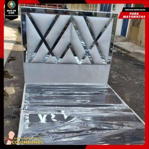 Base Cama Doble 140x190 con Espaldar en Diseño Espejo – Lujo, Elegancia y Máxima Resistencia
