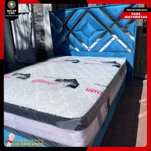 Base Cama Doble 140x190 con Espaldar en Diseño Espejo – Lujo, Elegancia y Máxima Resistencia