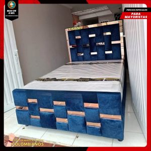 Base Cama Doble 140×190 con Espaldar y Piecero Diseño Espejo