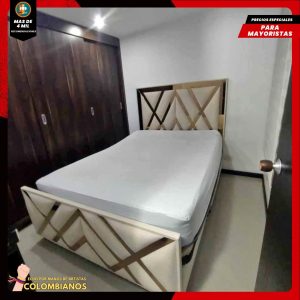 Base Cama Doble 140×190 con Espaldar y Piecero Diseño Espejo