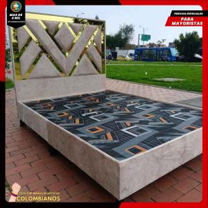 Base Cama Doble 140x190 con Espaldar en Diseño Espejo – Lujo, Elegancia y Máxima Resistencia