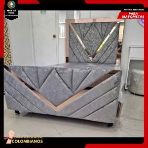 Base Cama Doble 140×190 con Espaldar y Piecero Diseño Espejo