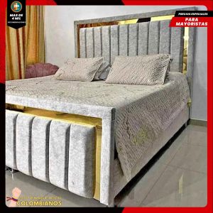 Base Cama Doble 140×190 con Espaldar y Piecero Diseño Espejo