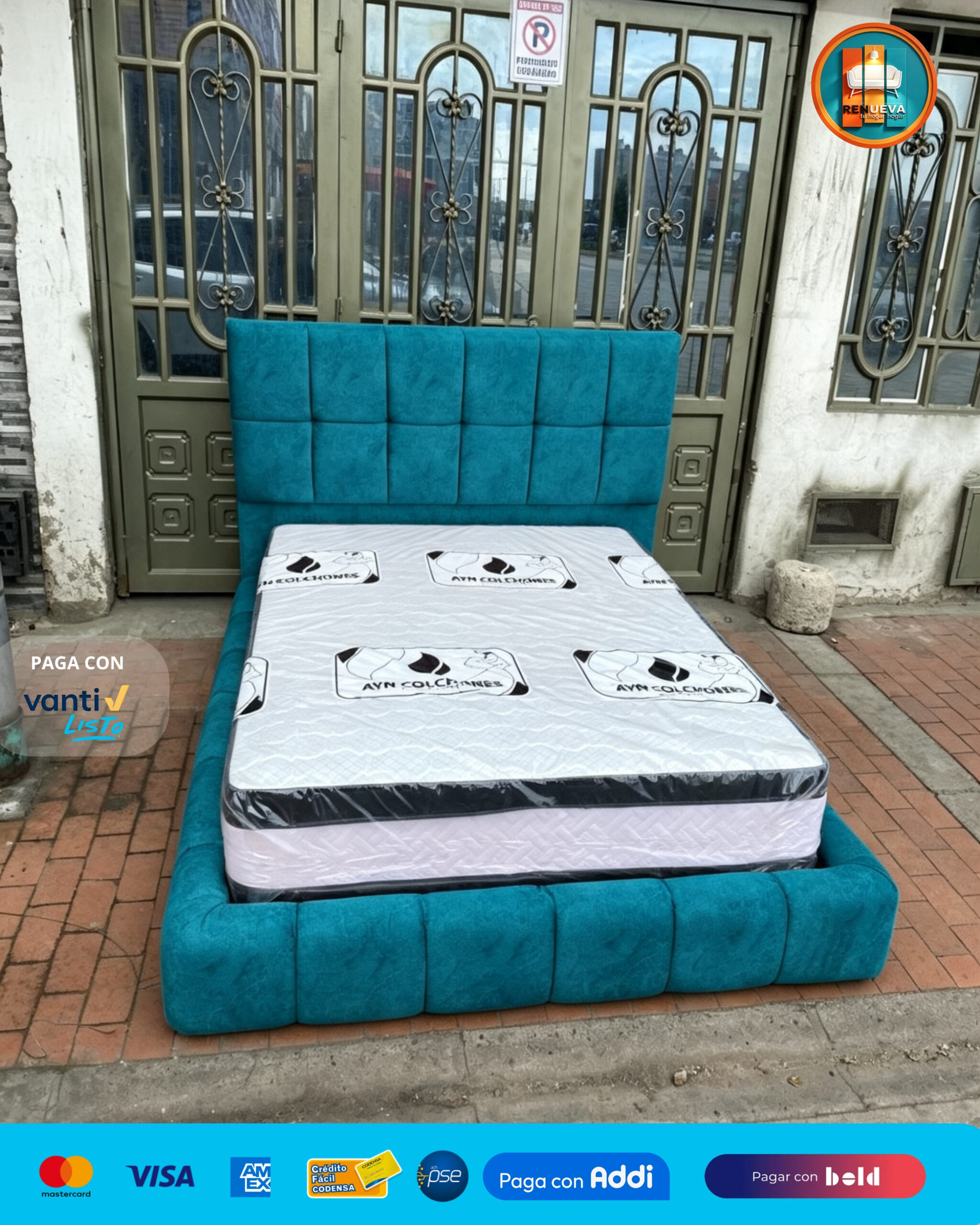 Base + Espaldar Tipo Nube — Diseño Básico (100, 120, 140 x 190 cm)